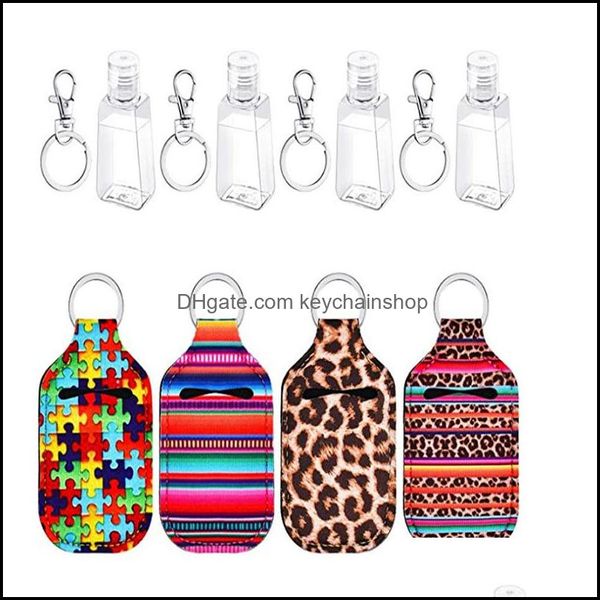 

new neoprene keychain 30ml hand sanitizer bottle holder bags lipstick per container soap key chain drop delivery 2021 rings jewelry klu8s, Slivery;golden