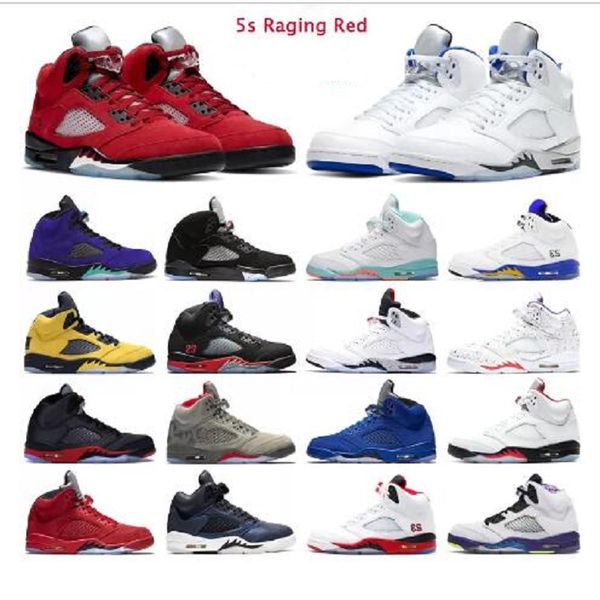 

man 5 5s men basketball shoes shoe raging bull anthracite fire red silver tongue michigan trainers sports sneakers outdoor
