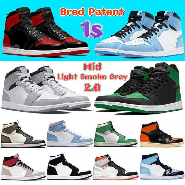 

1 1s royal patent bred high men basketball shoes university blue unc bordeaux dark mocha mid light smoke grey 2.0 mens women designer