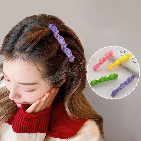 

creative braid hairpins hair clip pin women girls double layer hairstyle tool hairgrips hair accessories headwear sweet barrette, Slivery;white