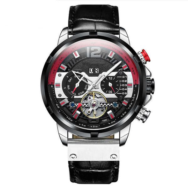 

starry sky 5 pin flywheel watch high-end fashion relogio-with calendar watch wear brand men's, Slivery;brown