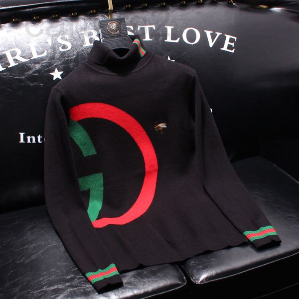 

men's sweaters designer 8855 autumn and winter men's thickened high neck jacquard sweater p135 pbvg2022, White;black
