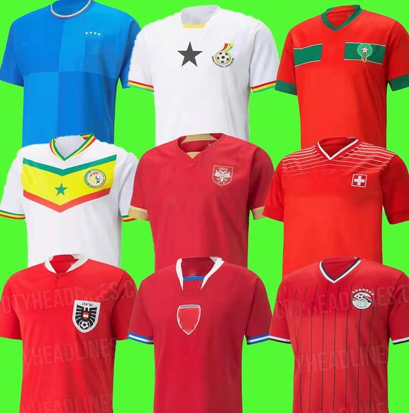 2022 2023 Maglie da calcio Marocco Senegal Mane Hakimi Ghana 22 23 Svizzera Maillot Serbia Mahrez Uruguay Kouyate Uniforms da calcio Casa