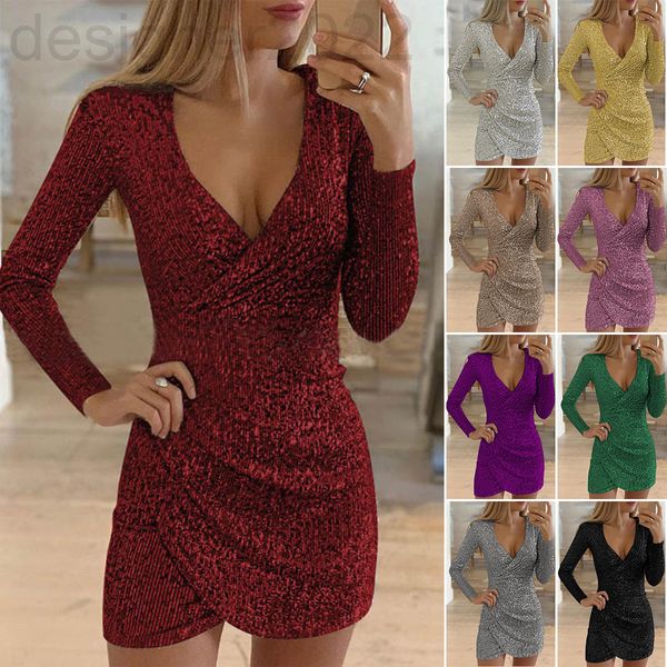 

casual dresses designer autumn v-neck bag hip irregular short skirt sequin dress pim3, Black;gray