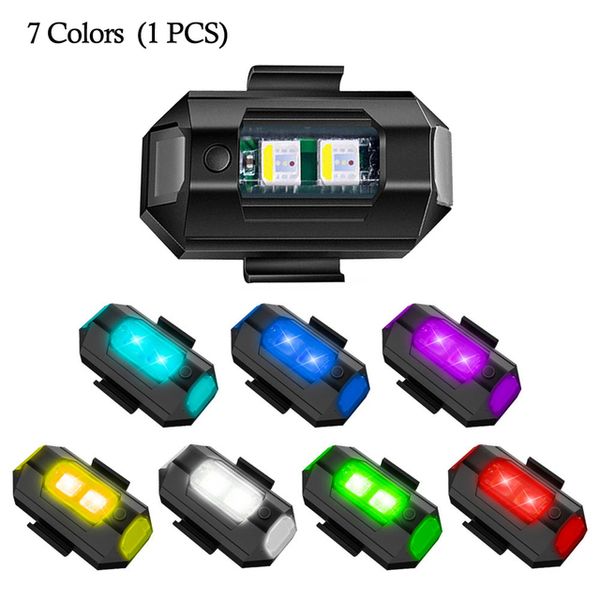 7 colori Drone luce stroboscopica USB LED illuminazione per moto Coda per bici anti-collisione / modello di aeromobile volo notturno Mini segnale spia lampeggiante