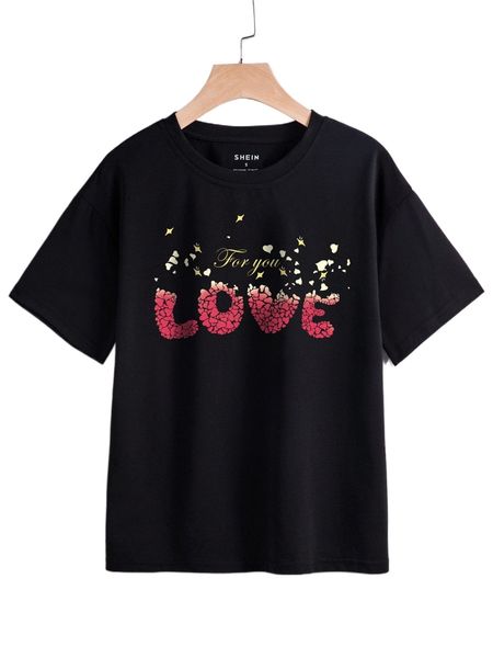 

heart & letter graphic drop shoulder tee h4gg#, White