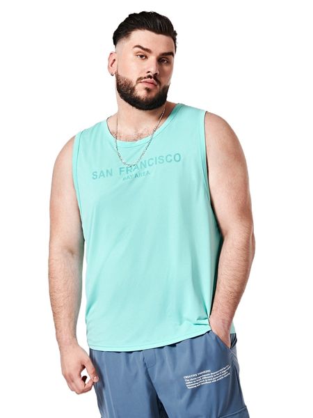 

extended sizes men slogan graphic tank f8vh#, White;black