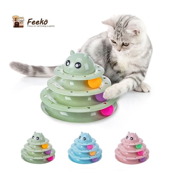 Feeko Interactive Tower Cat Toytable Turntable Roller Balls Toys for Cats Kitten Play Games Интерактивные домашние животные принадлежности 220510