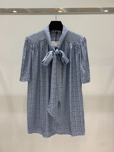 

milan runway shirts 2022 summer autumn short sleeve stand collar print designer blouses brand same style women's 0530-14, White