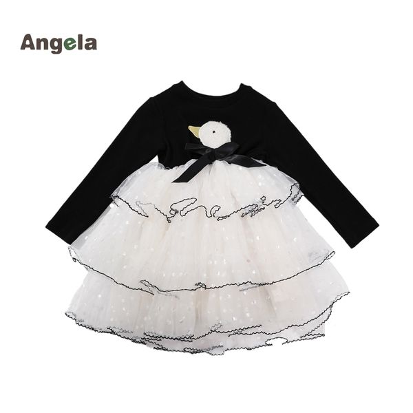

kids autumn dresses for girls swan sequins princess dress girls long sleeve party vestidos baby girl children clothing 220618, Red;yellow