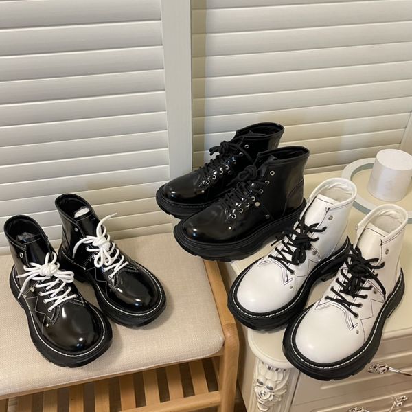 

luxury women designers boots ankle martin knight boot genuine cow leather winter waterproof shoes size 34-40, Black