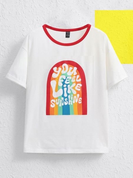 

x sydney prusso slogan graphic contrast binding tee z8ck#, White