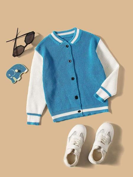 

toddler boys colorblock button front cardigan she, Blue
