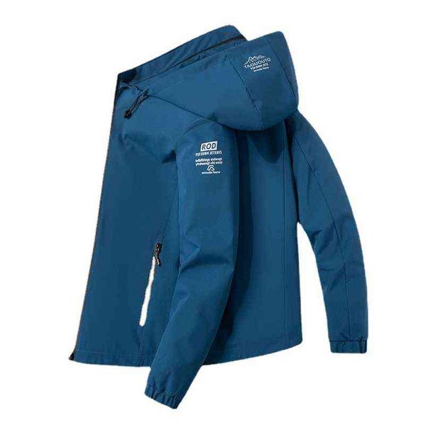 Jaqueta de Windbreaker Men Jacket Moda Moda de Cor Sólida Rua Usar Jaquetas Capuzes leves Mens Sports Style Coats Hood Y220803