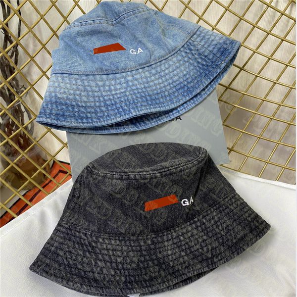 

embroidery letter bucket hat outdoor vacation sun hat women denim fisherman hats hip hop cap, Blue;gray