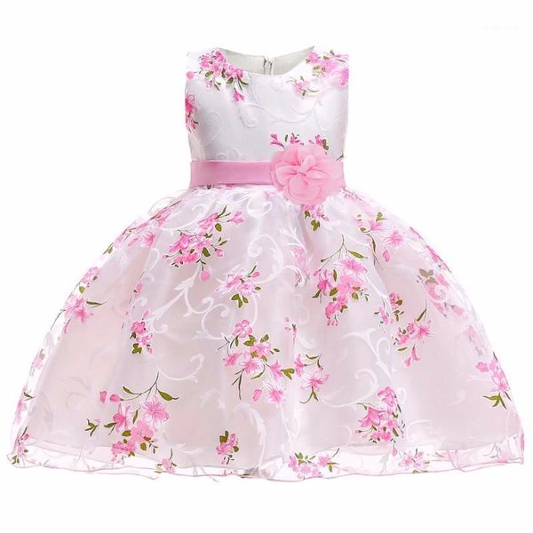 Abiti da ragazza Vestido 2022 Summer Girls Dress 2-10 anni Girl Birthday Floral Party Princess Abbigliamento Baby Costume L1851