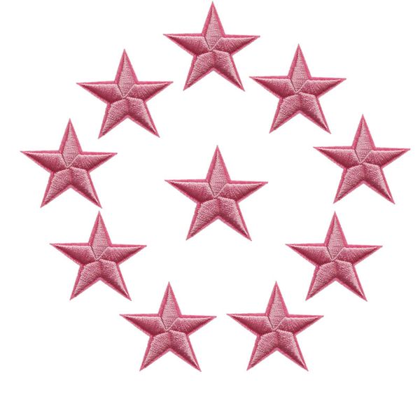 10 Stück rosa Sterne, gestickte Aufnäher, zum Aufbügeln, Abzeichen für Kleid, Tasche, Jeans, Hut, T-Shirt, DIY-Applikationen, Basteldekoration