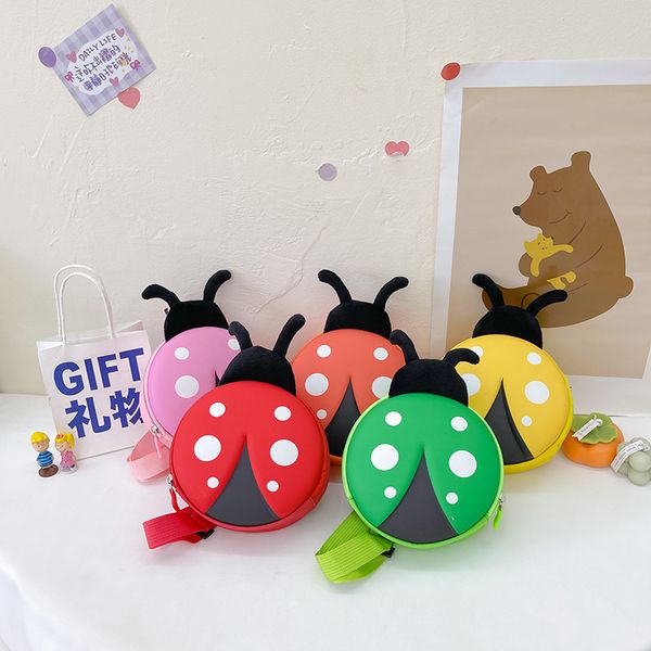 

2022 kids cartoon casual change purse children fashion cute ladybug breast bags boys girls eggshell cross-body bag zero wallet f1408, White