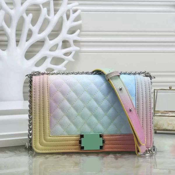 

ly classic handbags pu women designer bag multicolor sequined multicolored crossbody bags flap metal chains timeless diamond quilting should