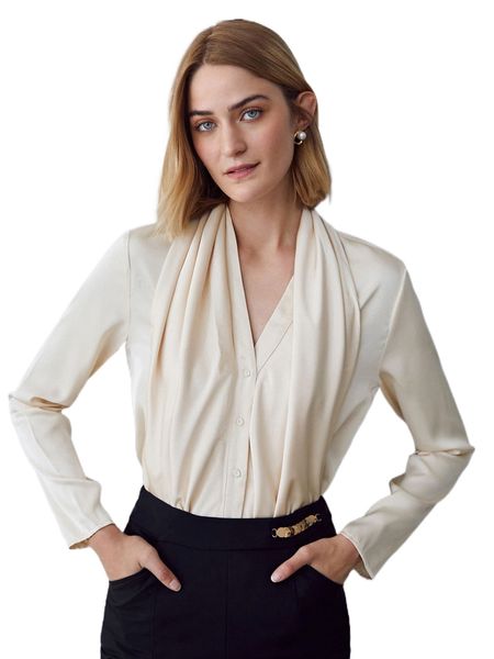 

motf premium draped relaxed fit blouse r0xv#, White