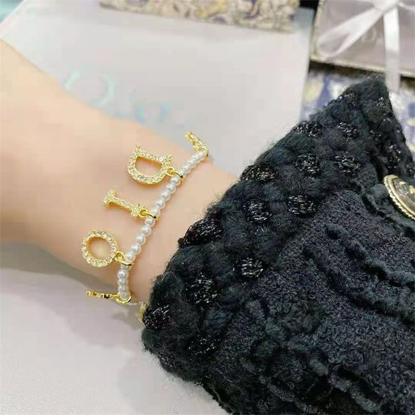 

10% off jewelry the new letter pearl necklace with diamond bracelet, Silver