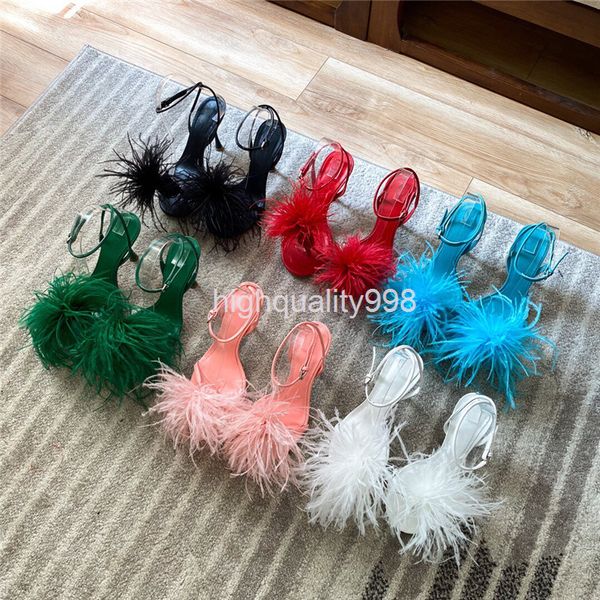 

sandals summer women's sandals ostrich capillary heels fashion shoes, Black