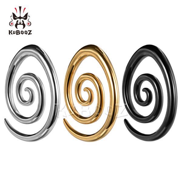 

kubooz stainless steel ellipse swirl ear weight tunnels earing plugs gauges piercing body jewelry wholesale 8mm 8pcs, Silver