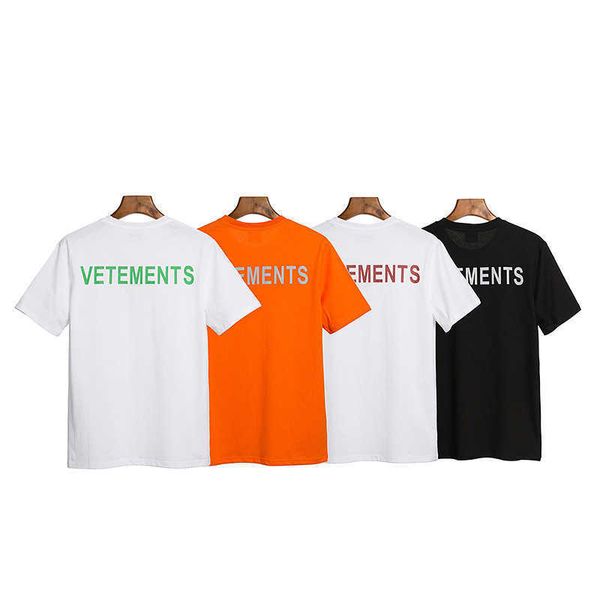 

men's t-shirts trendy vetements men's 3m reflective letter round neck casual short sleeve t-shirt, White;black