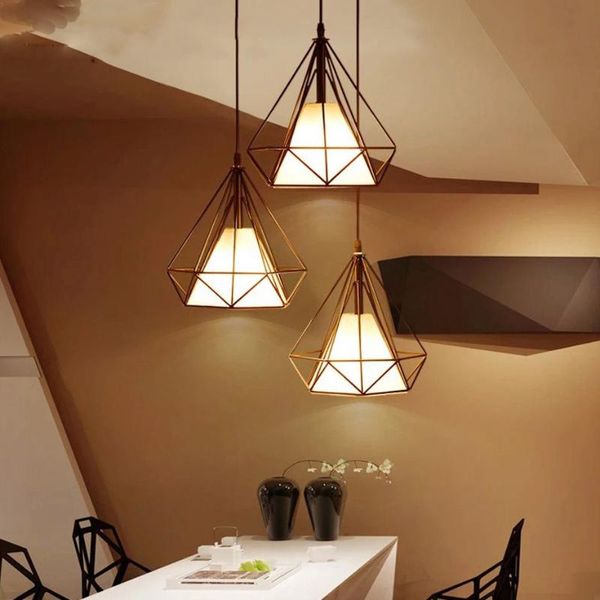 Pendelleuchten Nordic Restaurant Lichter Moderne Einfache Retro Industrie Bar Schreibtischlampe Tieyi Ländlichen Vogelnest Diamant Kronleuchter E27Pendant