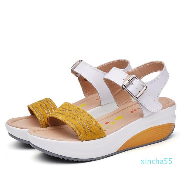 

sandals women's ladies female genuine leather shoes platform high heels summer cool beach flip flop, Black