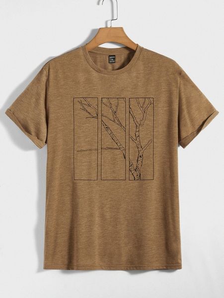 

men plant print tee c1gw#, White;black