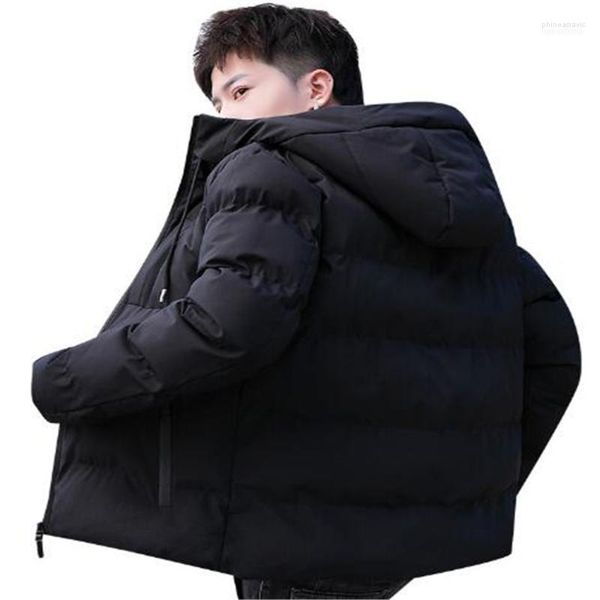 Piumino da uomo Parka Moda Inverno Caldo Versione coreana Spessa Corta Abbigliamento casual Giacca imbottita in cotone con cappuccio Cappotto Cerniera Top Ou Phin22