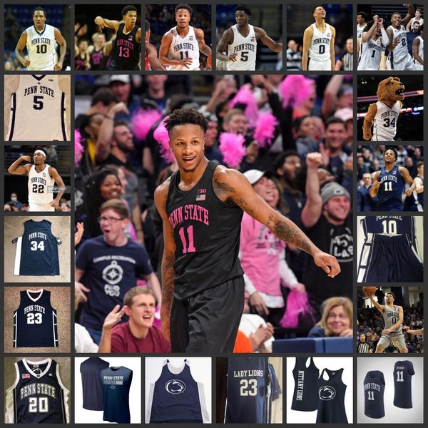 

2022 ncaa final four custom penn state nittany lions basketball jersey 10 tony carr 11 lamar stevens 24 mike watkins kyle mccloskey myles dr, Black
