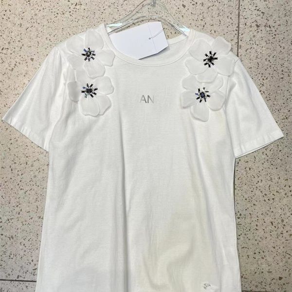 

warehouse clothing summer new style small fragrance pure handmade fixed diamond bead three-dimensional camellia flower 4 flowers loose short, White