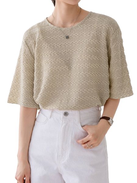 

dazy-less keyhole back textured drop shoulder blouse e2mp#, White
