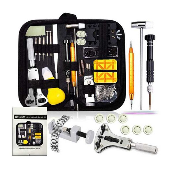 

150 pieces watch repair tool kit link pin remover shell opener spring bar battery replacement strap needle 220617