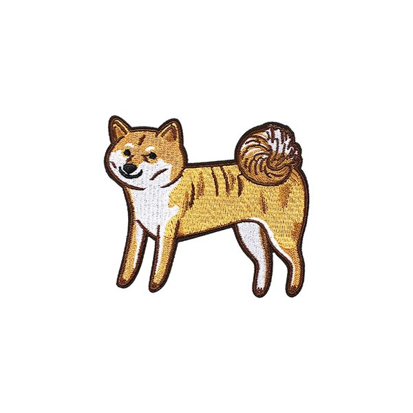 

shiba dog cartoon sewing notions embroidery patches animal iron on patch for clothing shirts bags custom design, Black