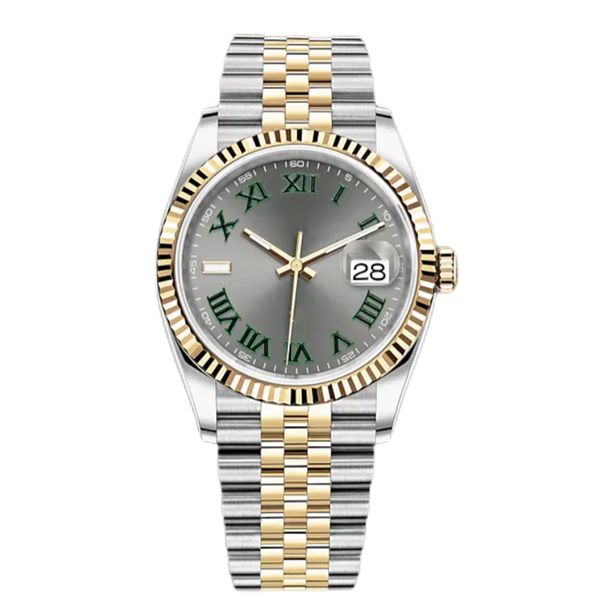 

mens watch size 41 36mm automatic mechanical movement 904l stainless steel bracelet grey face luminous waterproof watch, Slivery;brown