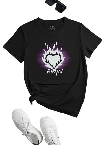 

heart & letter graphic tee y2dz#, White