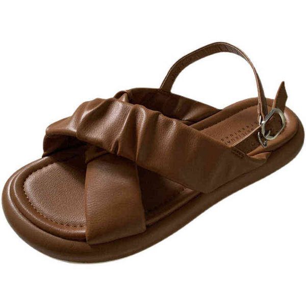 

sandals women s shoes high heels summer flat 2022 new cross belt collage style comfortable platform roman beach sandals 220704, Black