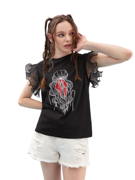 

x eunbyul kwak figure graphic contrast mesh b8xo#, White