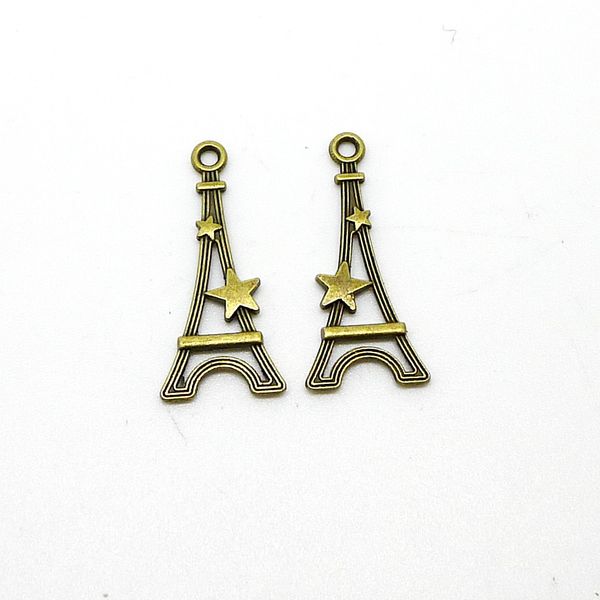 200 Stück 13 x 28 mm flacher Eiffelturm-Charm-Anhänger, antik bronzefarben, schöne Charms für DIY-Halskette, Schmuckherstellung