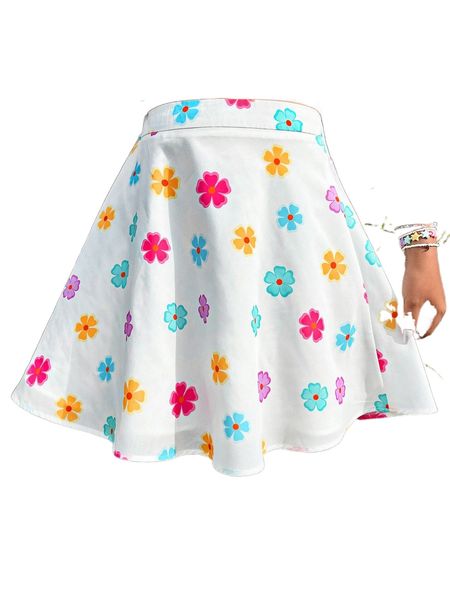 

plus high waist floral print flare skirt g9rp#, Black