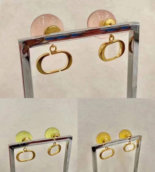 

fashion 4 colour charm stud earrings aretes orecchini for women party wedding lovers gift jewelry engagement with box nrj, Golden