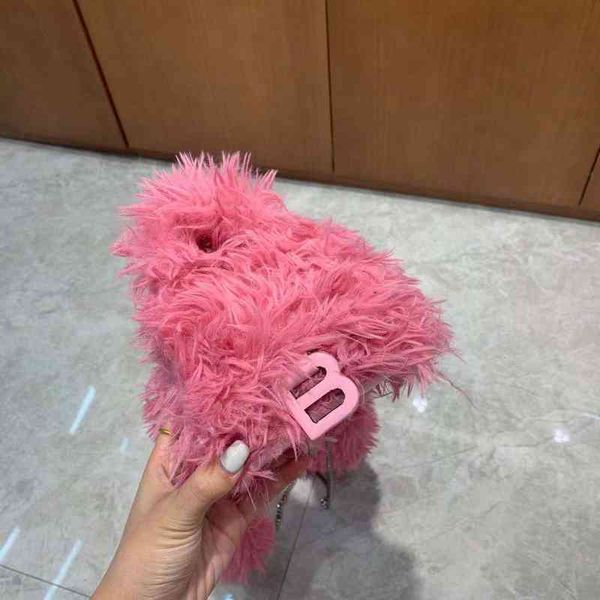

outlet handbags bag female new hairy hourglass bag autumn and winter versatile one shoulder messenger