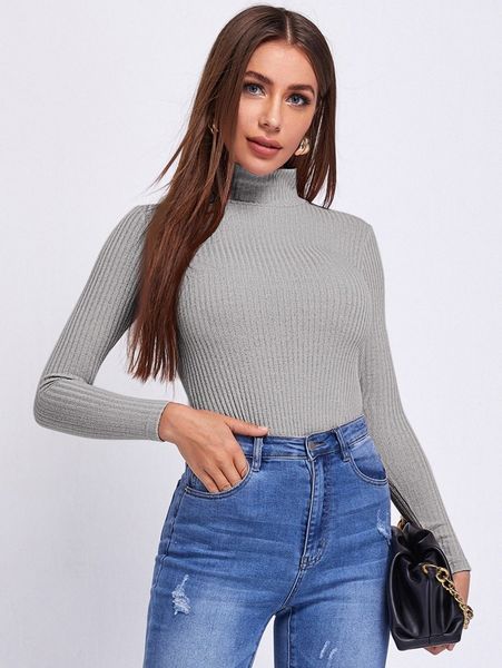 

solid rib-knit tee z8lj#, White
