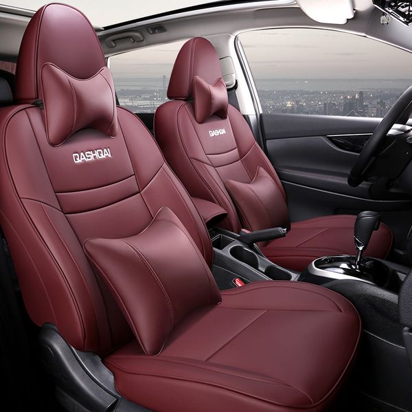 Capa de assento de carro personalizado para Nissan Qashqai 16-22 Proteção de couro artificial Seat Almofada Multifuncional Mercadorias automotivas 1 Conjuntos