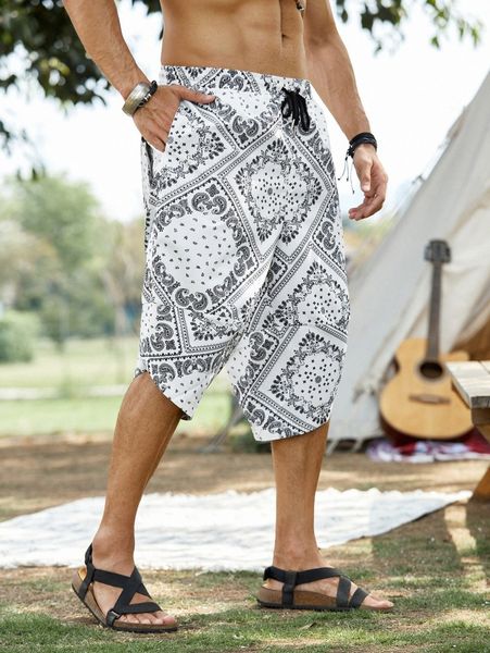 

men scarf print pants 27ca#, Black