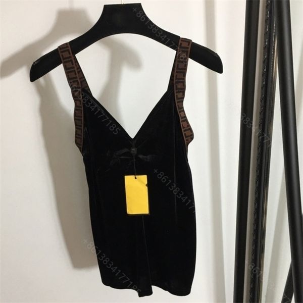 

21ss designer women velvet webbing camisole bra double f logo printing beauty back bandage lingerie louisclothes brand womens design clothes, Black;white