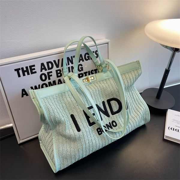 

56% off 2022 trendy bags large capacity handbag women's new summer grass woven beach vacation tote shoulder bag